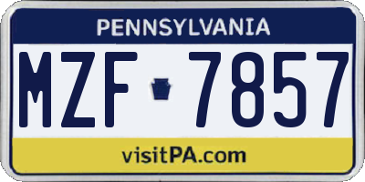 PA license plate MZF7857