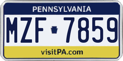 PA license plate MZF7859