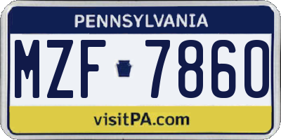 PA license plate MZF7860