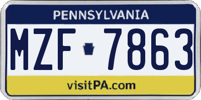 PA license plate MZF7863