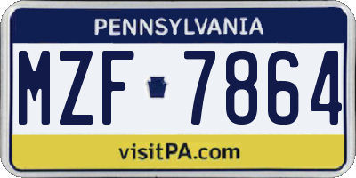 PA license plate MZF7864