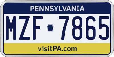 PA license plate MZF7865
