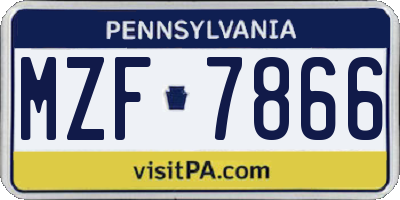 PA license plate MZF7866