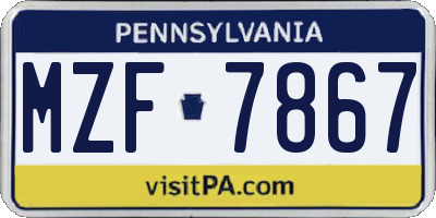 PA license plate MZF7867