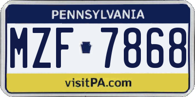 PA license plate MZF7868