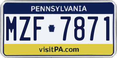 PA license plate MZF7871