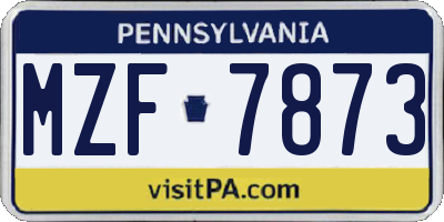 PA license plate MZF7873