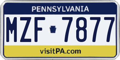 PA license plate MZF7877