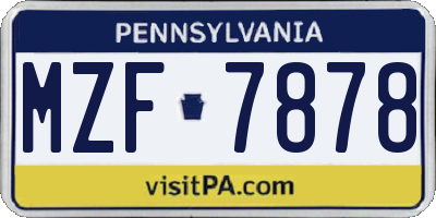 PA license plate MZF7878