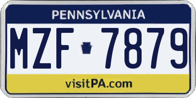 PA license plate MZF7879