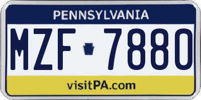 PA license plate MZF7880
