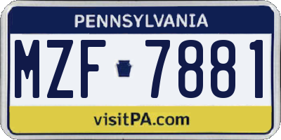 PA license plate MZF7881