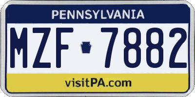 PA license plate MZF7882
