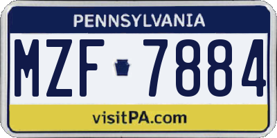 PA license plate MZF7884