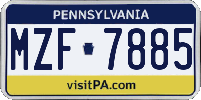 PA license plate MZF7885