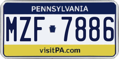 PA license plate MZF7886