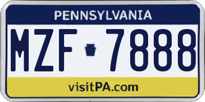 PA license plate MZF7888