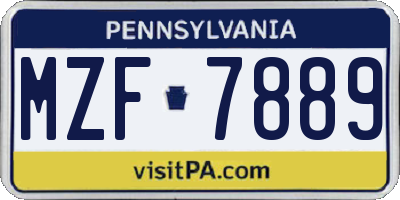 PA license plate MZF7889