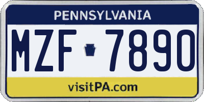 PA license plate MZF7890
