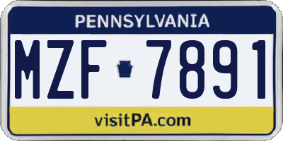 PA license plate MZF7891