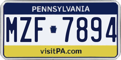 PA license plate MZF7894