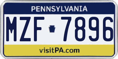 PA license plate MZF7896
