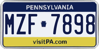 PA license plate MZF7898
