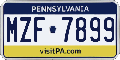 PA license plate MZF7899