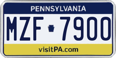 PA license plate MZF7900