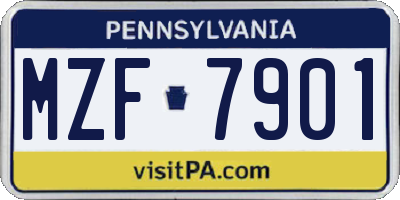 PA license plate MZF7901