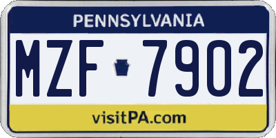 PA license plate MZF7902