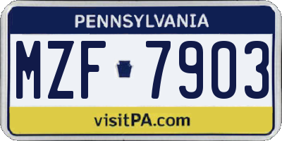 PA license plate MZF7903