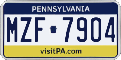 PA license plate MZF7904