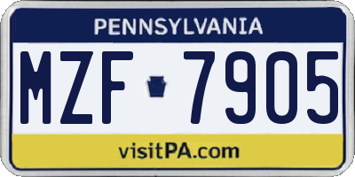 PA license plate MZF7905