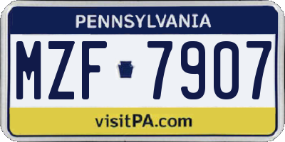 PA license plate MZF7907