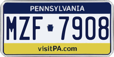 PA license plate MZF7908