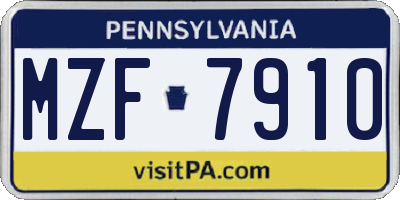 PA license plate MZF7910