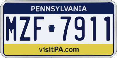 PA license plate MZF7911