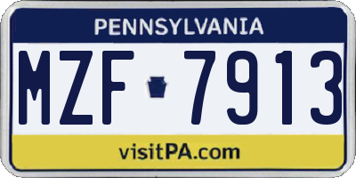 PA license plate MZF7913
