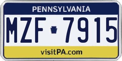 PA license plate MZF7915