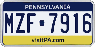 PA license plate MZF7916