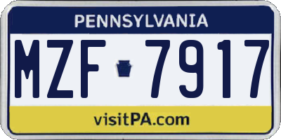 PA license plate MZF7917