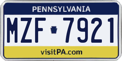 PA license plate MZF7921