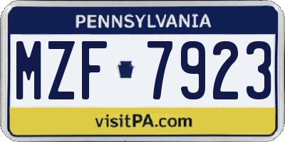 PA license plate MZF7923