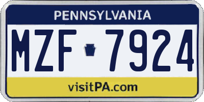 PA license plate MZF7924