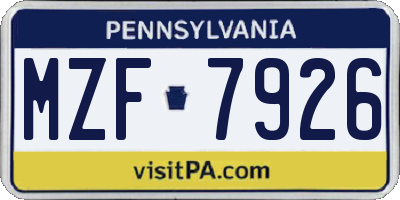 PA license plate MZF7926