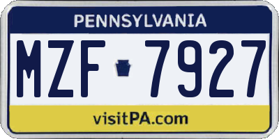 PA license plate MZF7927