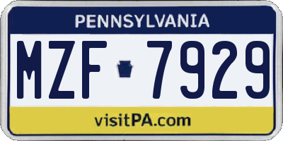 PA license plate MZF7929
