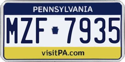 PA license plate MZF7935