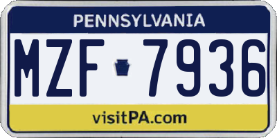 PA license plate MZF7936